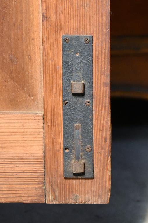 Antique 18th C. North Carolina Primitive Heart Pine Cupboard, 7 Glass Shelves Added Later