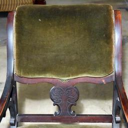 Antique Armchair with Caster Front Feet, Old Upholstery, Lots 21 & 22 Match