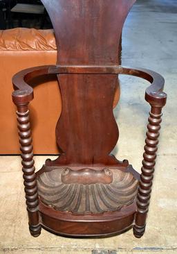 Antique Victorian Hall Tree with Cast Iron Drip Pan