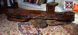 Vintage Modernist Live Edge Old Growth Redwood Burl Table, From California