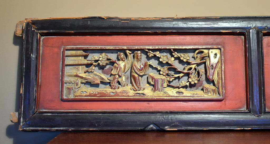 Antique Chinese Carved Giltwood Panel