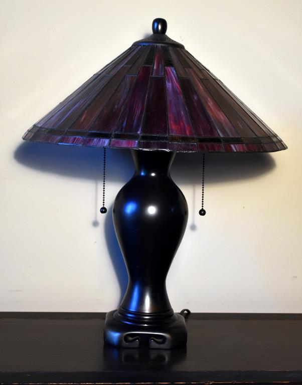 Red Slag Glass Tiffany Style Table Lamp, Lots 42 & 43 Match