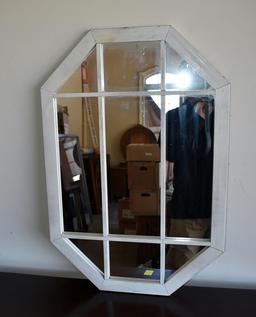 White Wood Frame Paneled Mirror