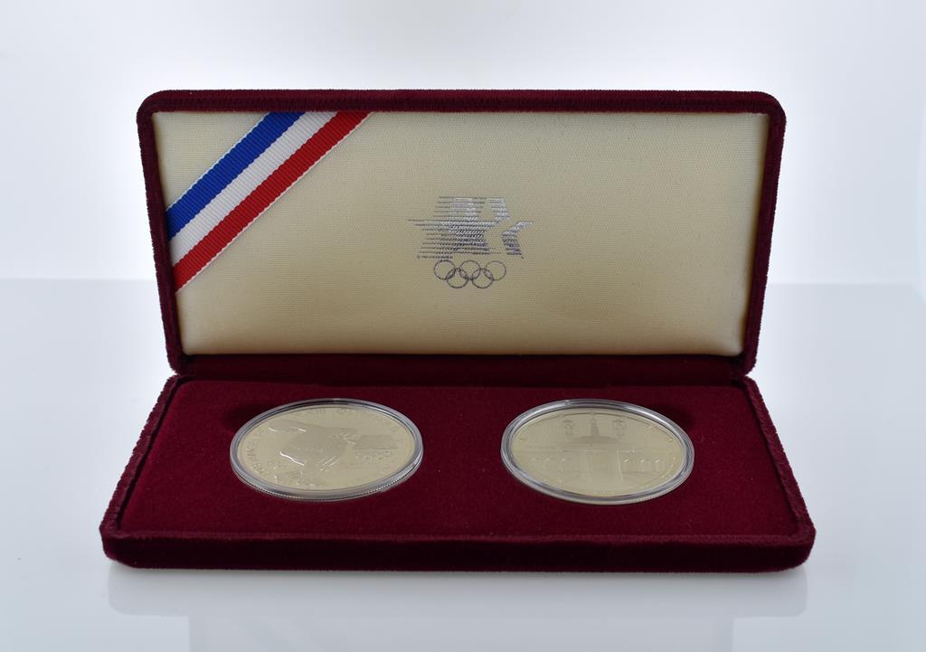 1983-S & 1984-S Olympiad XXIII US Silver Commemorative $1 Coins Set w/ Jewel Cases & Display Case