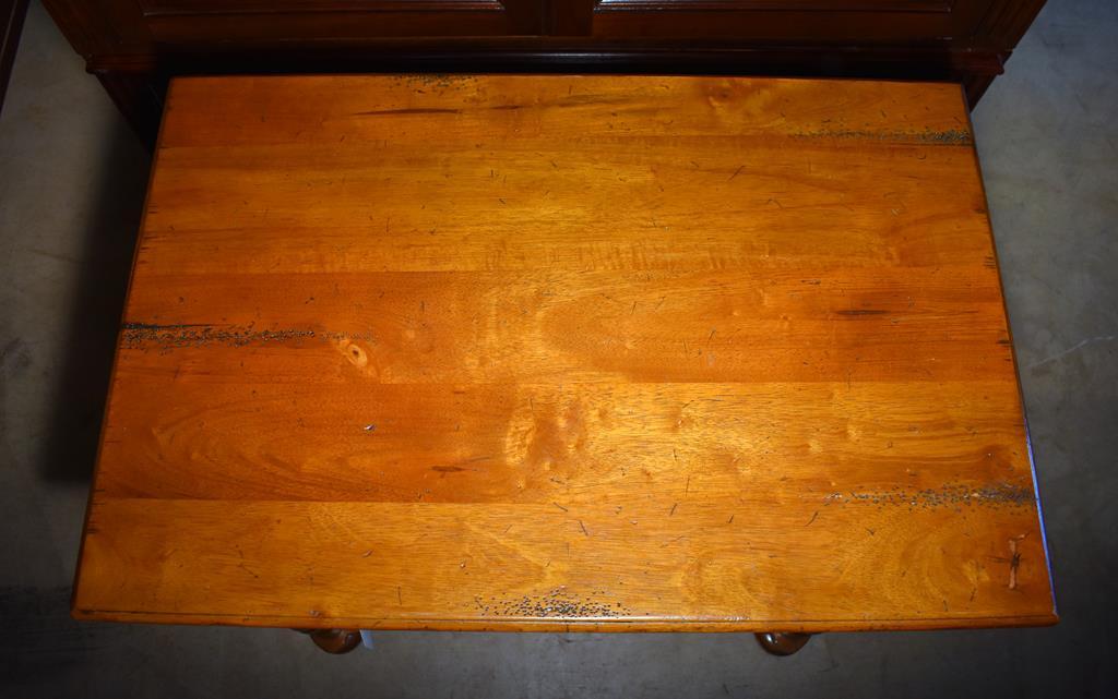 Elegant Cherry End Table with X-Form Stretcher, Drawer (Lots 12 & 13 Match)