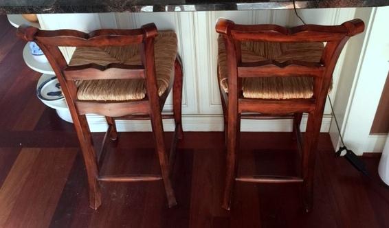 Fine Carved Ladder Back Rush Seat Bar Stool (One) (Lots 22 & 23 Match)