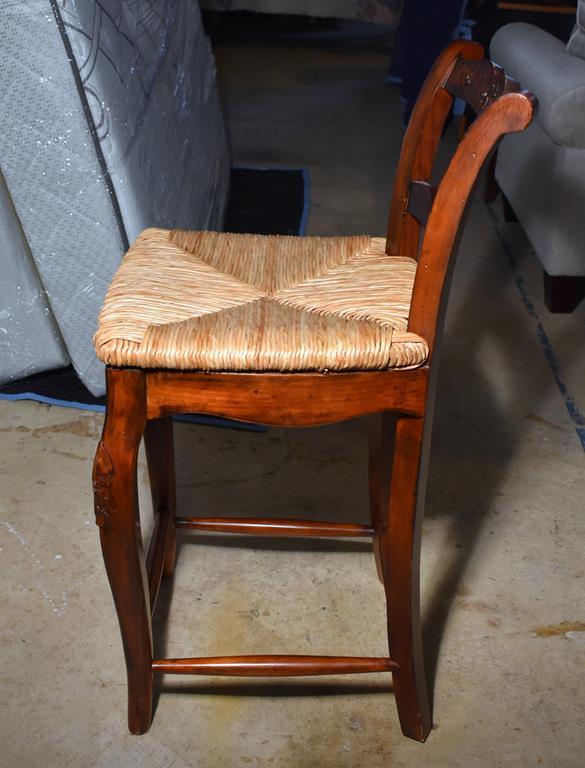 Fine Carved Ladder Back Rush Seat Bar Stool (One) (Lots 22 & 23 Match)