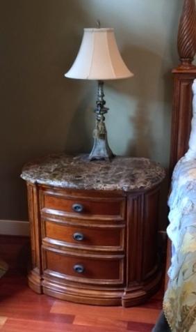 Hooker Furniture Stone Top Cherry Nightstand with Three Drawers (Lots 26 & 27 Match)