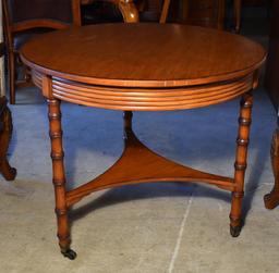 Round Top Game Table with Bamboo Style Legs & Caster Feet