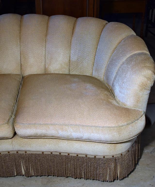 Plush Hickory White Love Seat with Bullion Fringe