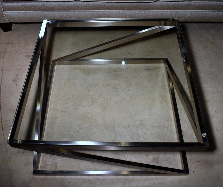 Attractive Modern Design Brushed Chrome & Glass Coffee / Cocktail Table, Lots 10-12 Design Match