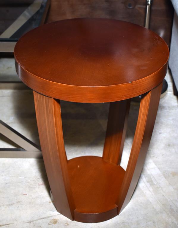 Contemporary Drum Design Wooden Occasional Table