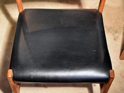 Single Vintage Mid-Century Modern Dining Chair, Black Leather Seat & Back, Matches Lot 2