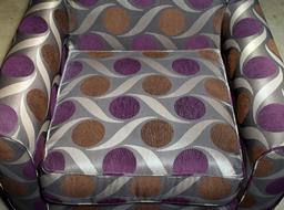 Handsome Contemporary Ashley Furniture Pewter, Bronze & Purple Upholstered Armchair