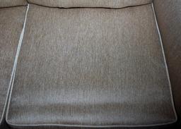 Plush Contemporary Neutral Upholstered Sofa w/ Throw Pillows, Lots 7 & 8 Match