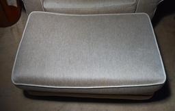Plush Contemporary Neutral Oversized Armchair w/ Ottoman & Throw Pillow, Lots 7 & 8 Match
