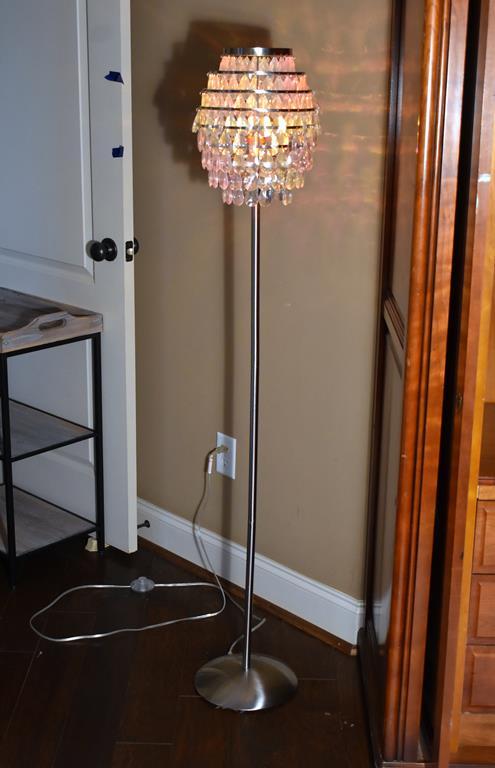 Floor Lamp, Fancy Prism Shade, Brushed Chrome Stand