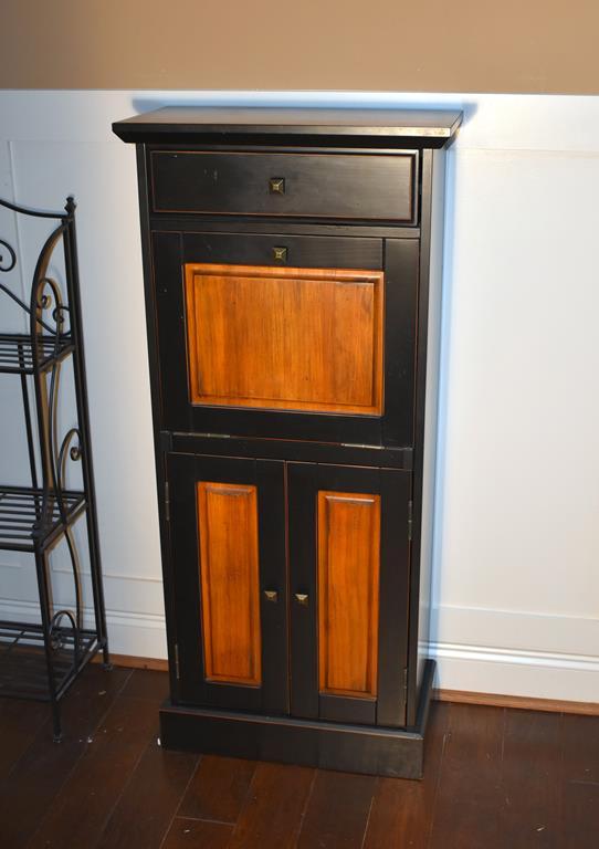 Small Wooden Secretary, Black & Woodgrain