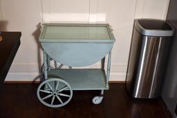 Cute Light Green / Sage Tea Cart w/ Portable Tray Top