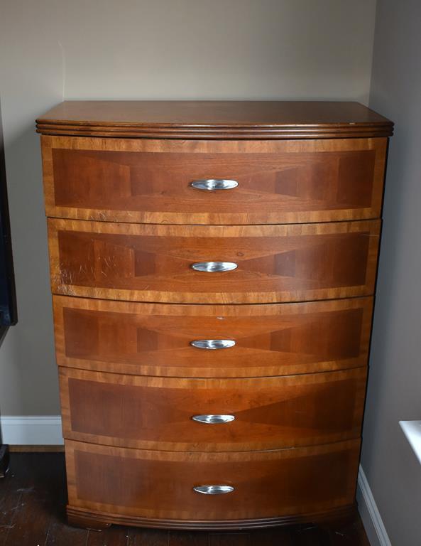 Cherry 5-Drawer Chest, Beautiful Wood Pattern, Lots 5 & 6 Match