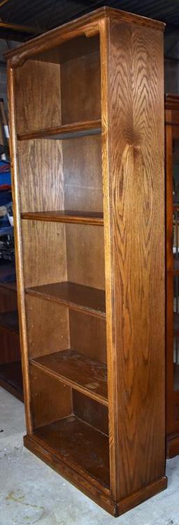 Tall Sturdy Oak 5-Shelf Bookcase