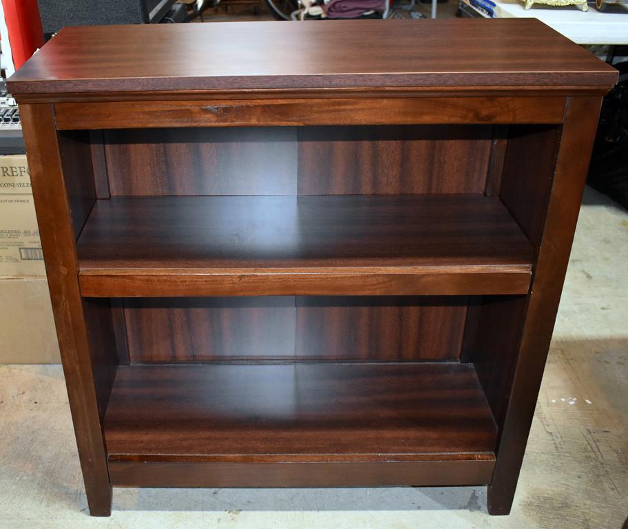 Sturdy Walnut Finish Bookcase, 2 Shelves, Lots 19 & 20 Match