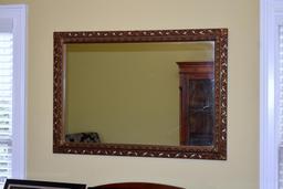 Large Vintage Gilded Wood Wall Mirror, Beveled Glass