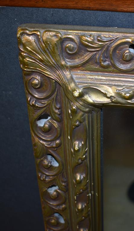 Large Vintage Gilded Wood Wall Mirror, Beveled Glass