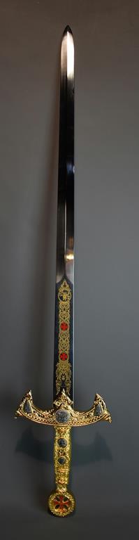 Marto92 Crusader's Sword, Made in Spain, Pewter Inlaid Brass Grip & Guard