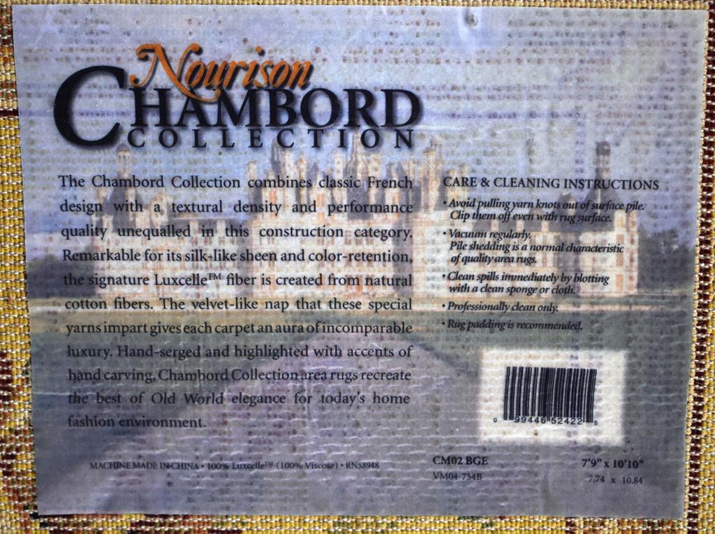 Nourison Chambord Collection 7' 9” x 10' 10” Rug, Hand-Serged & Hand Carving, Viscose Fiber