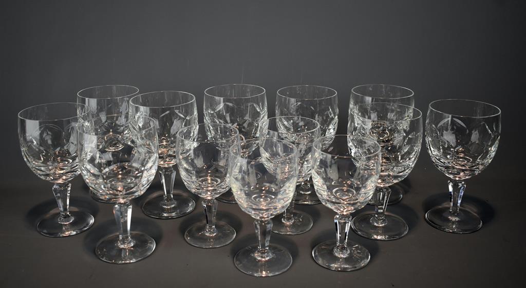 French Glass Goblets, 9 Large & 4 Small