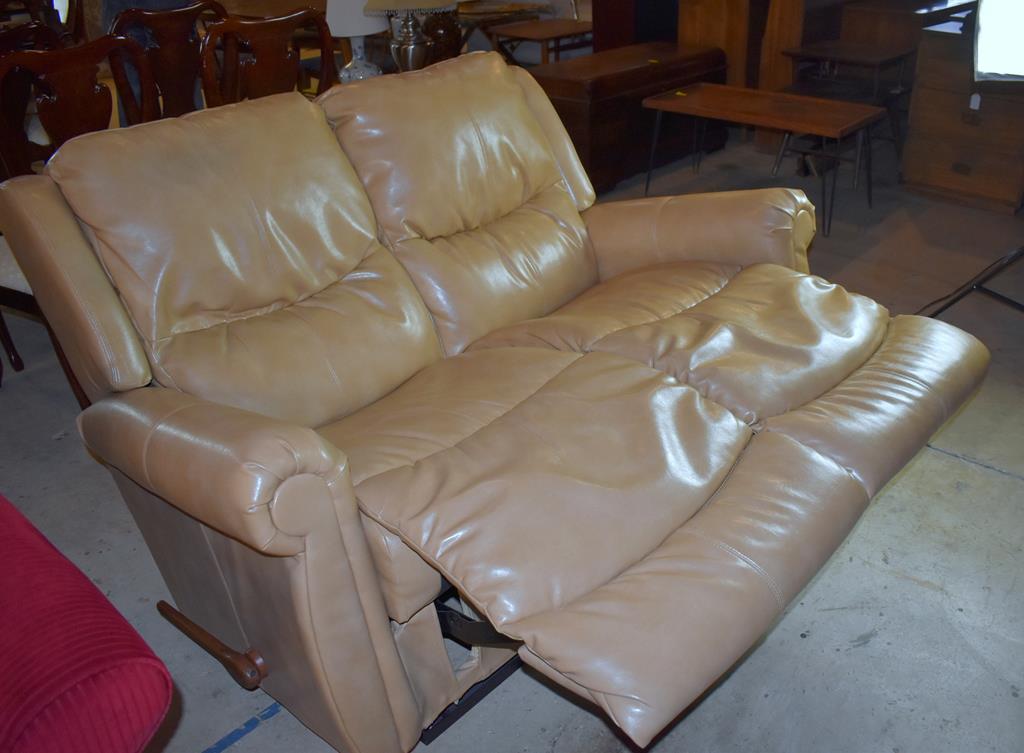 Handsome & Clean Tan Leather Lazy Boy Double Recliner