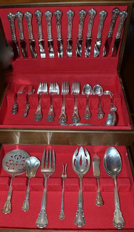 Sterling Silver Flatware, Gorham “Chantilly”, 71 Pieces & Chest