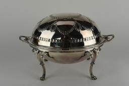 Harrison Brothers & Howson “Alpha” 8.5” Silver Plate Roll Top Serving Dish / Warmer