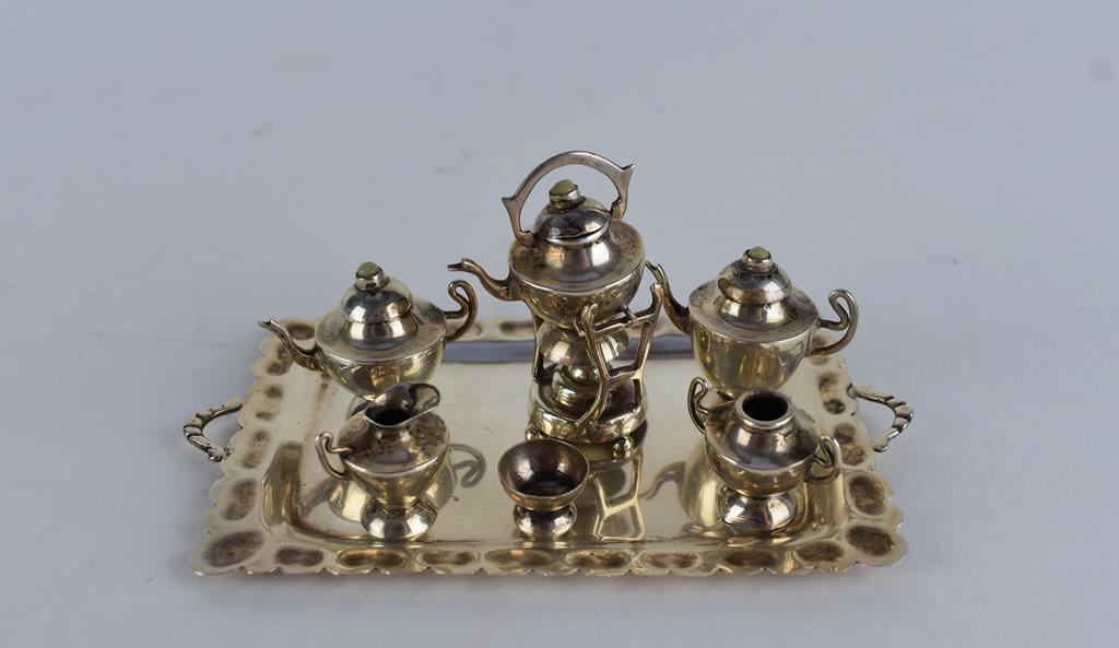 Dollhouse Miniature Sterling Silver Tea Service
