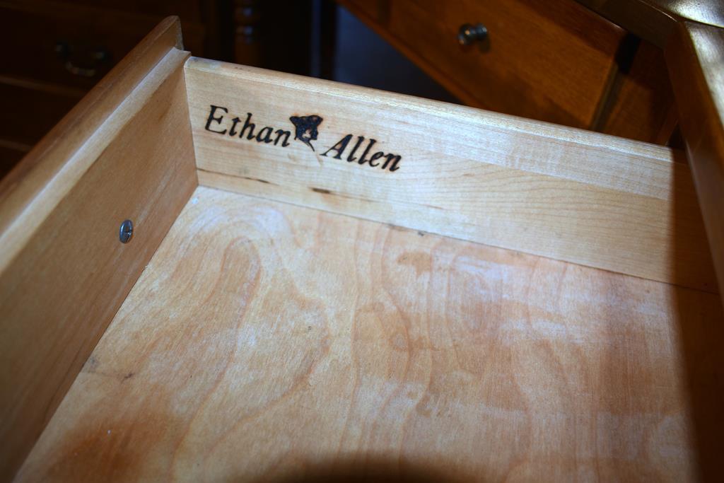 Splendid Vintage Ethan Allen Desk, Hutch and Chest Grouping