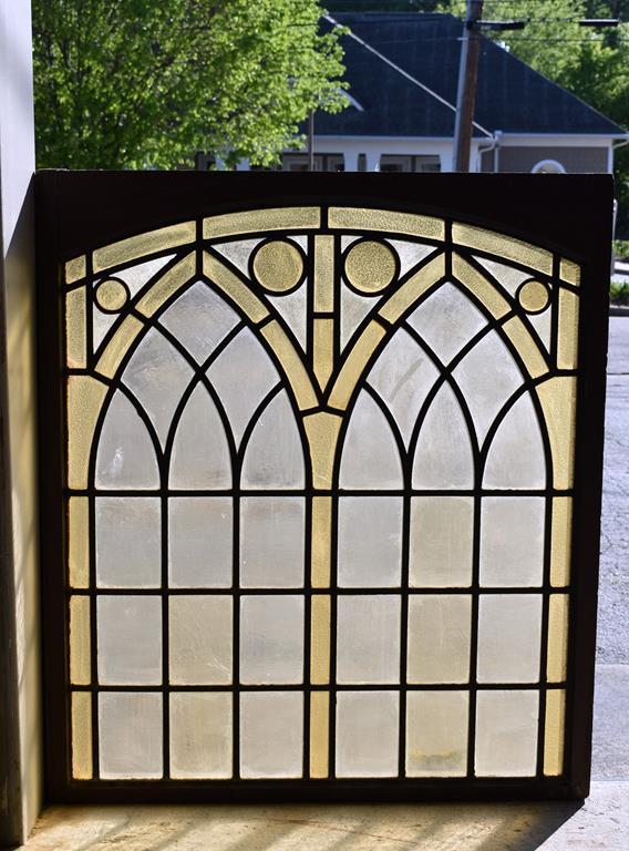 Antique Arch-Top Stained Glass Church Window