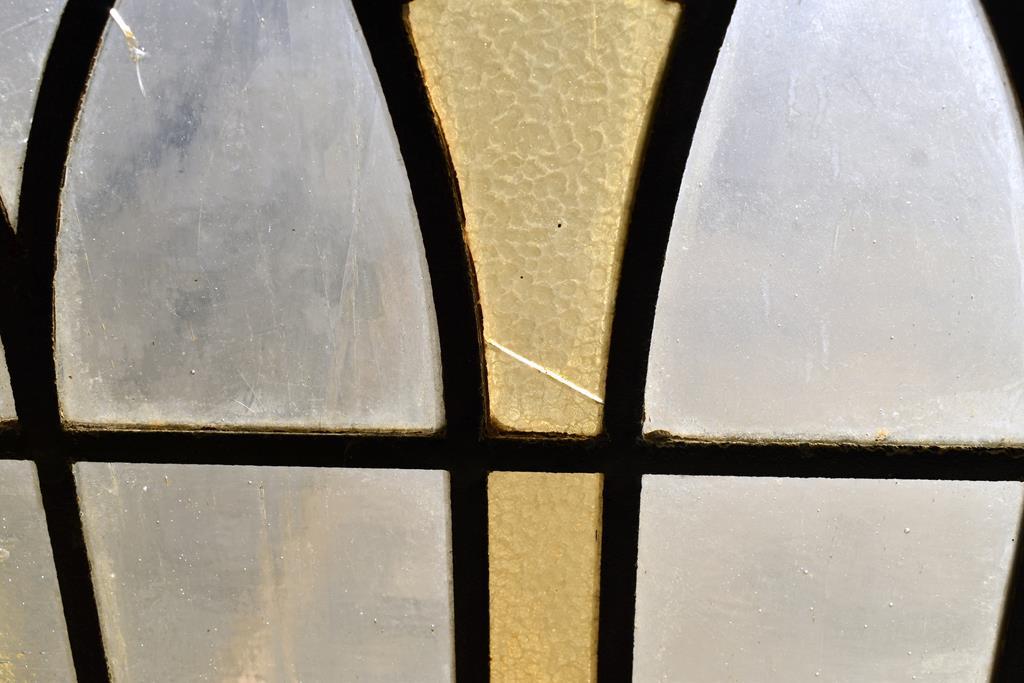 Antique Arch-Top Stained Glass Church Window