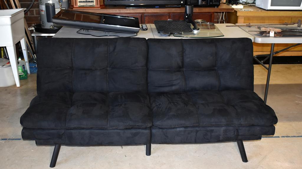 Black Velour Nisco Futon Sofa / Bed