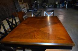 Steve Silver Counter Height Dining Table w/ Leaf, Oak Top, Black Wooden Base (Lots 2 & 3 Match)