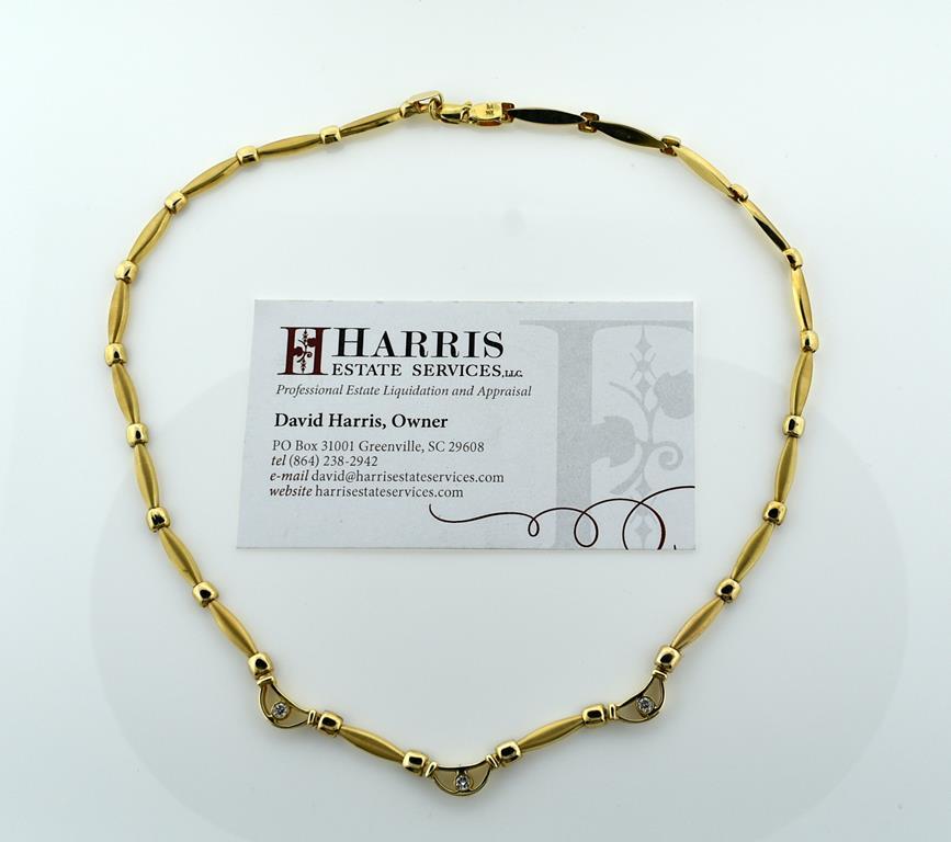 14K Yellow Gold and Diamond Necklace, 17” L