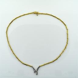 14K Yellow Gold and Diamond Necklace, 16.5” L