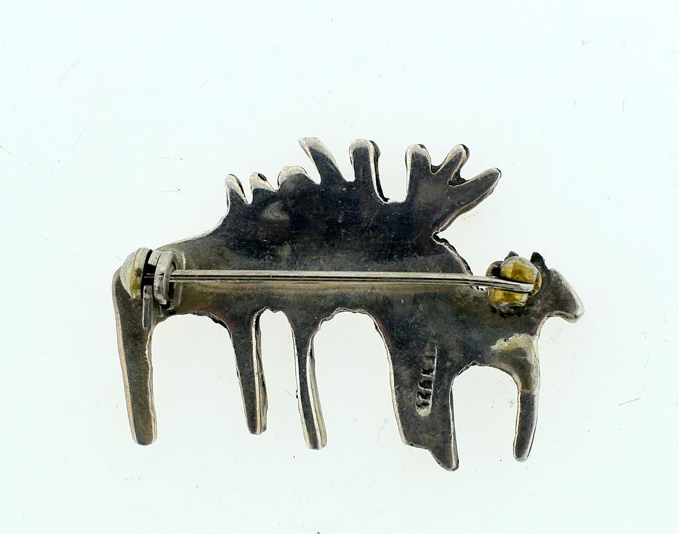 Vintage Sterling Silver Moose Family Pin, 1.25” L