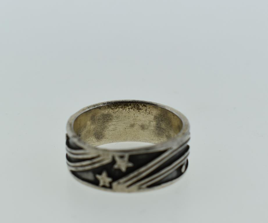 Vintage Sterling Silver Sun & Shooting Stars Band, Size 11