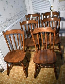 Set of Six Vintage Oak Windsor Style Dining Chairs