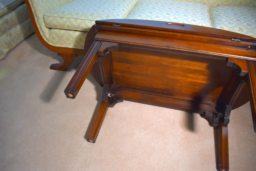 Brass Hinged Mahogany Butler's Coffee Table