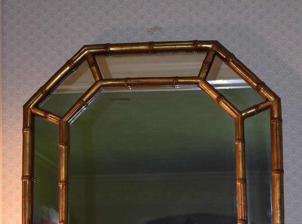 Gilded Finish Bambooesque Octagonal Wall Mirror