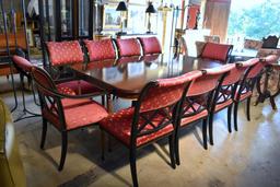 Stunning Empire Style Paw Footed Pedestals Mahogany Dining Table by Henredon, Two Leaves