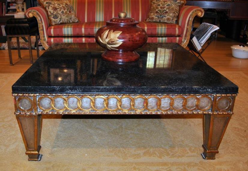 Black Marble Top Coffee Table, Accents by Heritage Furniture