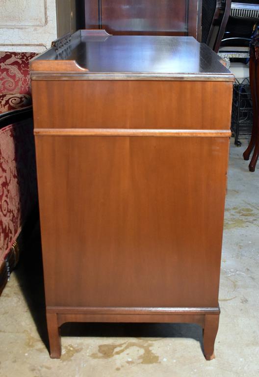 Beautifully Inlaid Mahogany Chest with Carved Back Rail